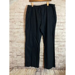 Roman's Linen Pants Womens 16W Black Drawstring Waist Wide Leg Capsule Relaxed